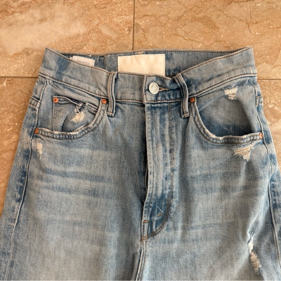 MOTHER High Waisted Tunnel Vision Sneak Undone Hem Straight Leg Jeans, Size 25 - Picture 3 of 10